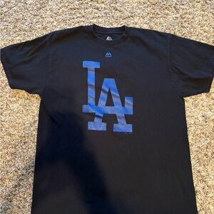 Black T-Shirt with Blue LA Logo dodgers